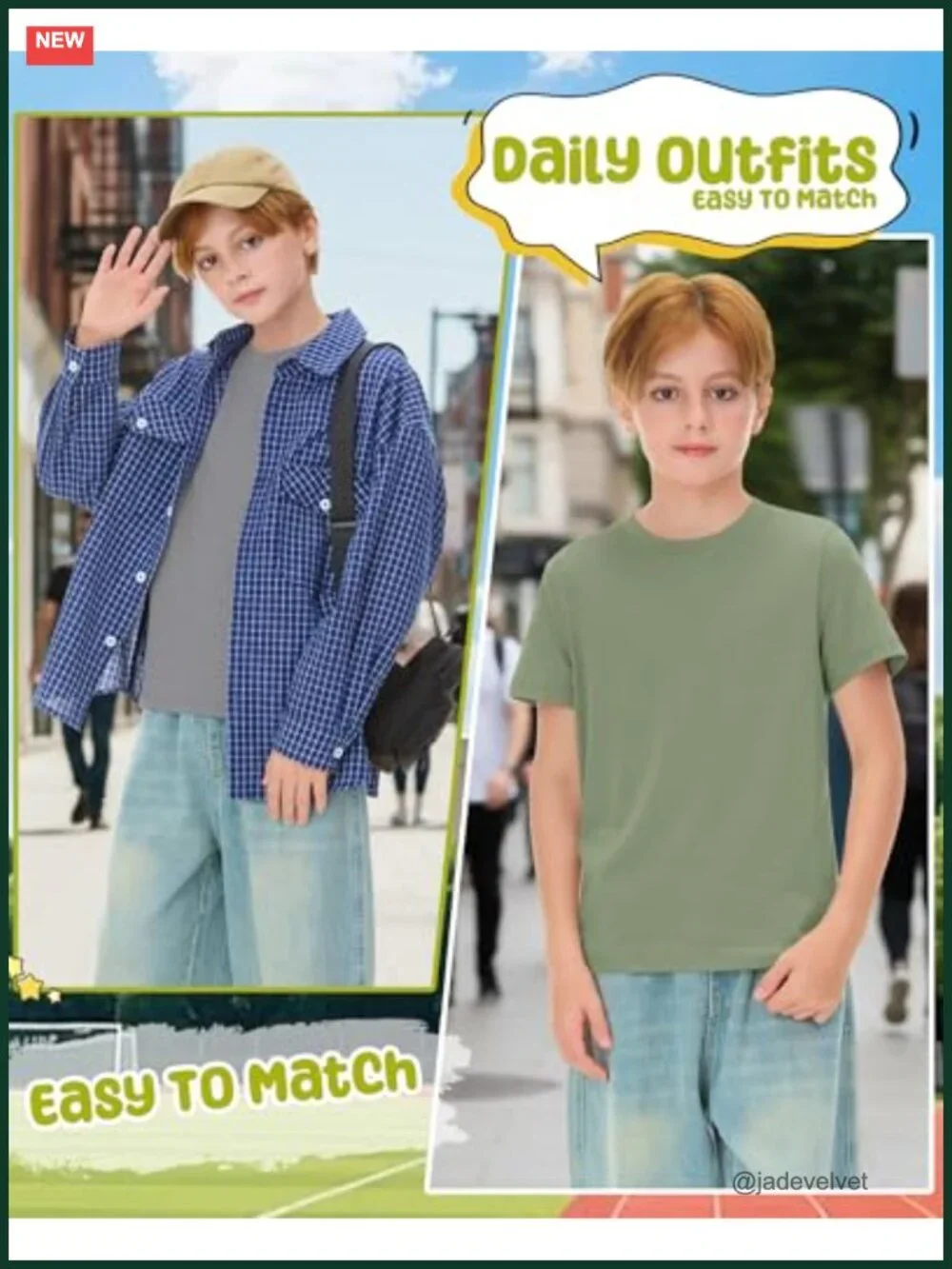 4 Pack Boys Short Sleeve Tees Crew Neck Loose Fit Basic T-Shirts